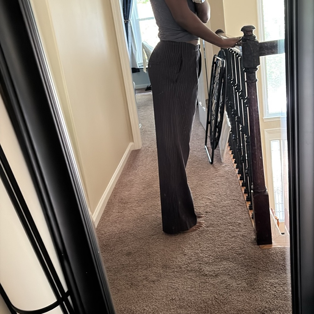 Free People Women's Black Pinstripe Pants - Picture 2 of 5